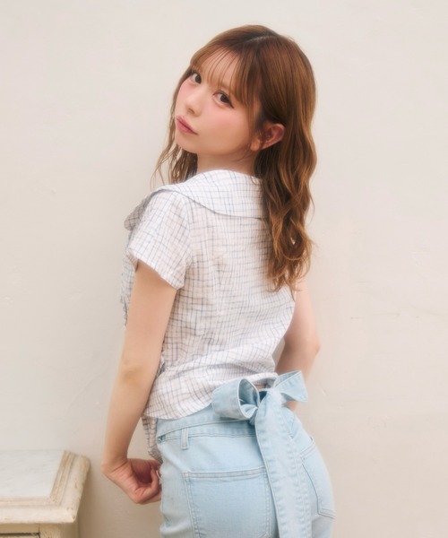 TITTY＆CO.（ティティーアンドコー） ブラウス シャツ 半袖 ギンガム