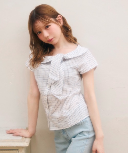 コムデギャルソン ギンガムチェック 半袖ブラウス TITTY＆CO.（ティティーアンドコー） ブラウス シャツ 半袖 ギンガム