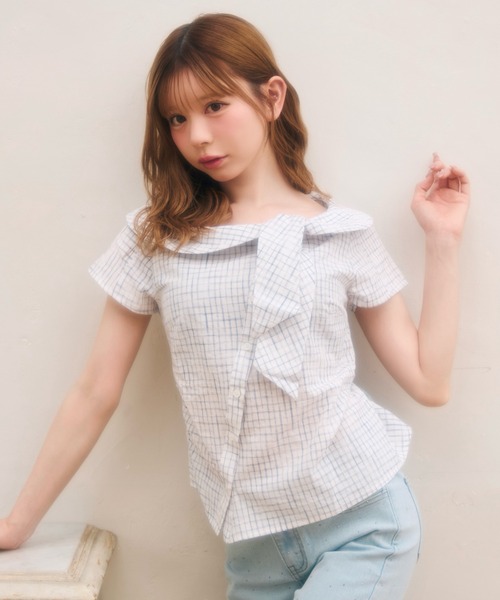 KIMHEKIM キムヘキム シアー トップス ブラウス チェック 半袖 S TITTY＆CO.（ティティーアンドコー） ブラウス シャツ 半袖 ギンガム