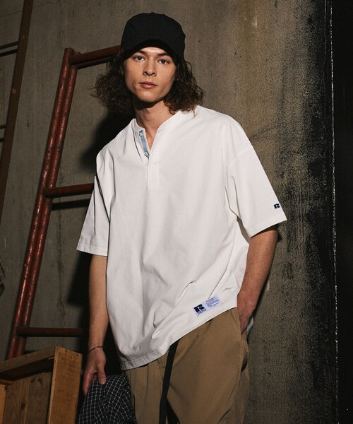 Russell Athletic（ラッセル アスレティック） ヘンリーネック tシャツ