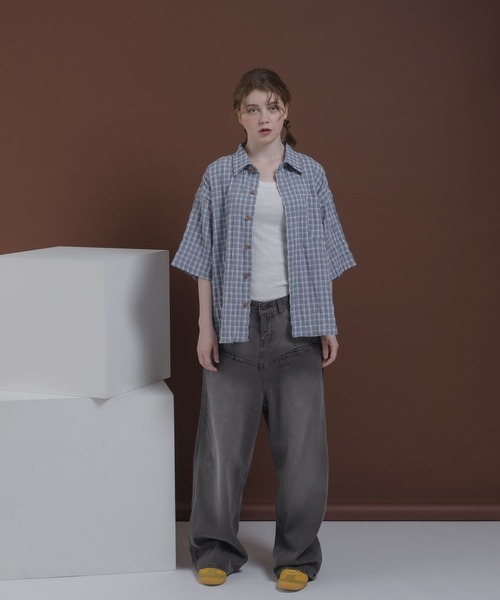 「MUHET」 デニムパンツ MEDIUM ライトインディゴブルー レディース_画像3