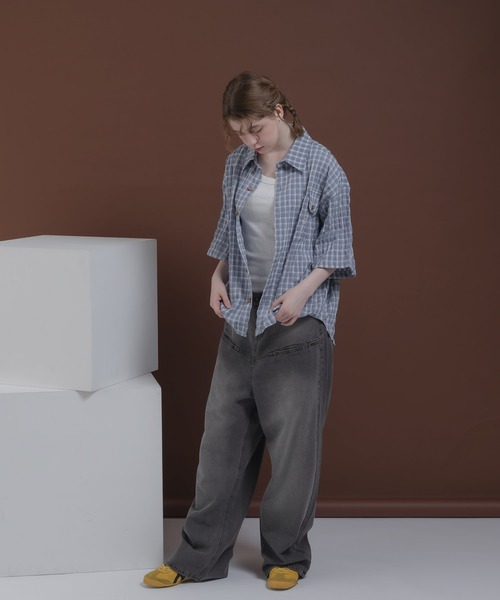 「MUHET」 デニムパンツ MEDIUM ライトインディゴブルー レディース_画像4