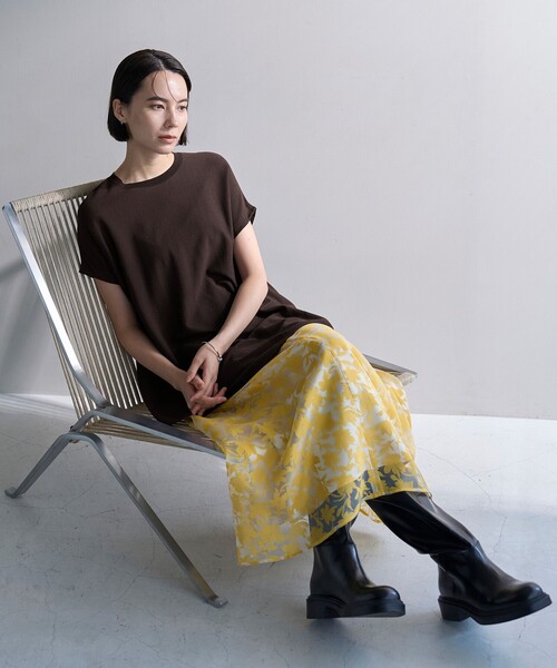 「UNFILO」 半袖ニット SMALL ベージュ レディース_画像4