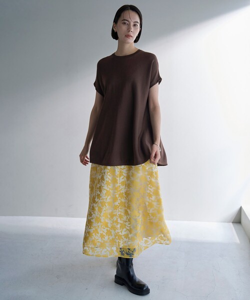 「UNFILO」 半袖ニット SMALL ベージュ レディース_画像5