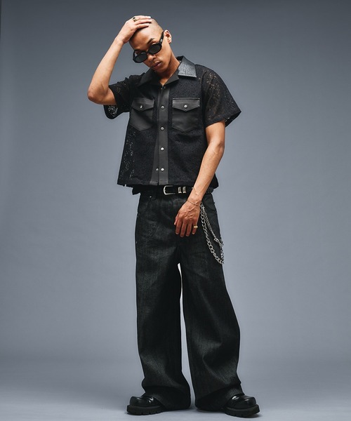 シャツ Combination Open colour Lace Shirts/コンビネーションオープンカラーレースシャツ メンズ | ANDER HUNK | 14