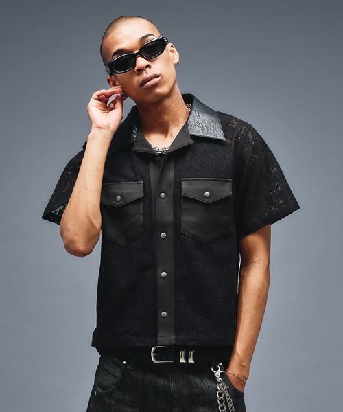 シャツ Combination Open colour Lace Shirts/コンビネーションオープンカラーレースシャツ メンズ | ANDER HUNK | 07