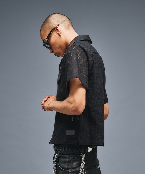 シャツ Combination Open colour Lace Shirts/コンビネーションオープンカラーレースシャツ メンズ | ANDER HUNK | 05