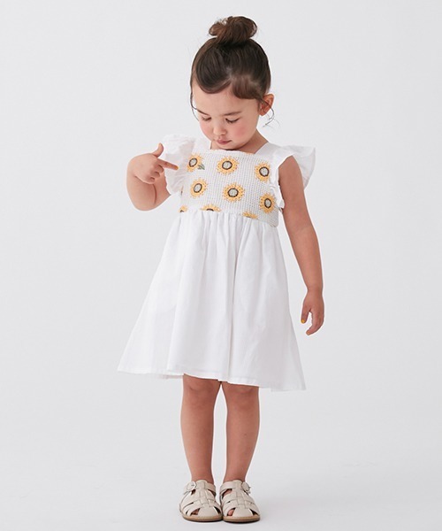 「petit main」 「KIDS」ノースリーブワンピース 100cm オフホワイト キッズ_画像2
