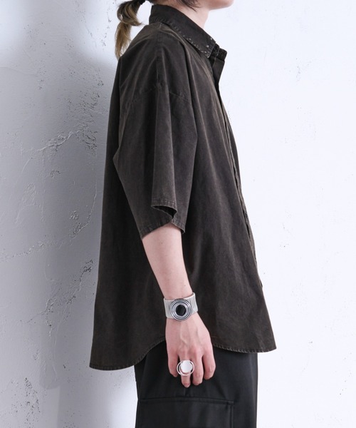 「Ellno Loset」 半袖シャツ MEDIUM ブラック メンズ_画像2