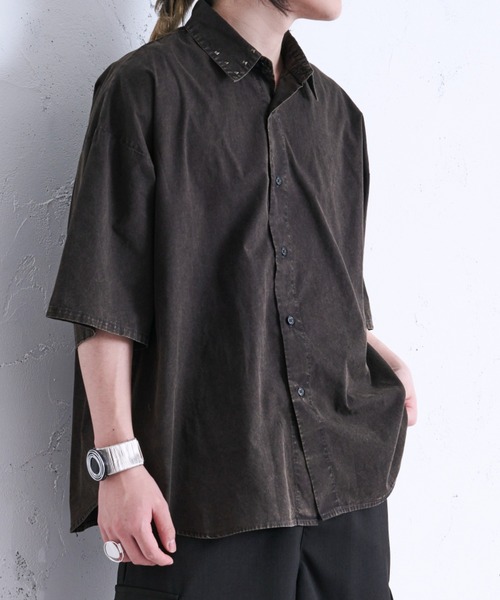 「Ellno Loset」 半袖シャツ MEDIUM ブラック メンズ_画像5