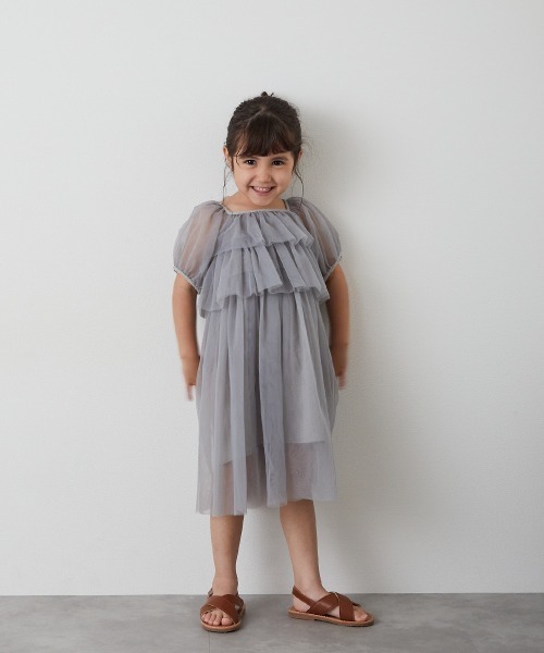 「riziere」 「KIDS」半袖ワンピース 140 グレー キッズ_画像4