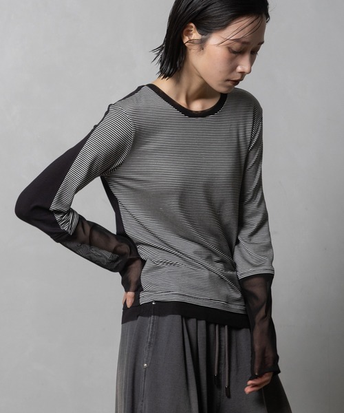 【新品・未使用】MARECHALTERRE 部分シアートップス MARECHAL TERRE（マルシャルテル） tシャツ 「前後着用可」2Way シアー