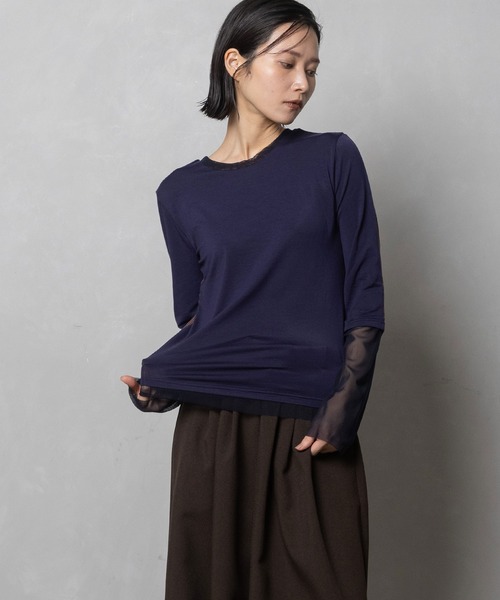 【新品・未使用】MARECHALTERRE 部分シアートップス MARECHAL TERRE（マルシャルテル） tシャツ 「前後着用可」2Way シアー