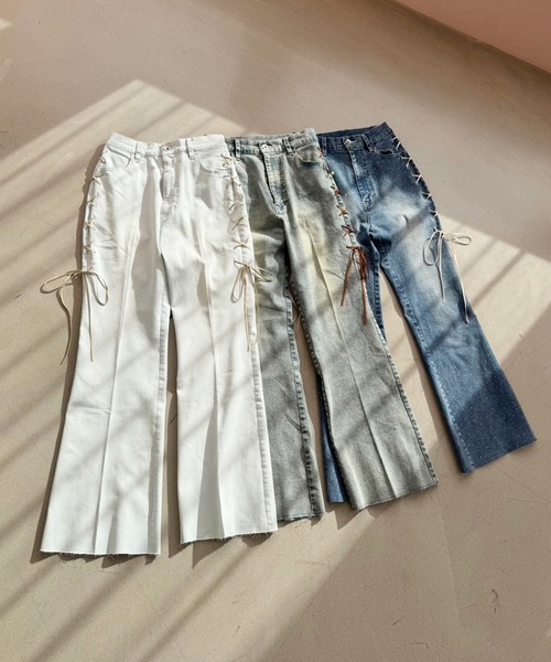 「one after another NICE CLAUP」 ブーツカットデニムパンツ MEDIUM ブルー レディース_画像2