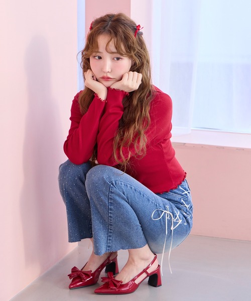 「one after another NICE CLAUP」 ブーツカットデニムパンツ MEDIUM ブルー レディース_画像4