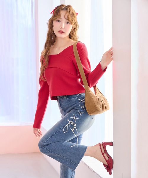 「one after another NICE CLAUP」 ブーツカットデニムパンツ MEDIUM ブルー レディース_画像7