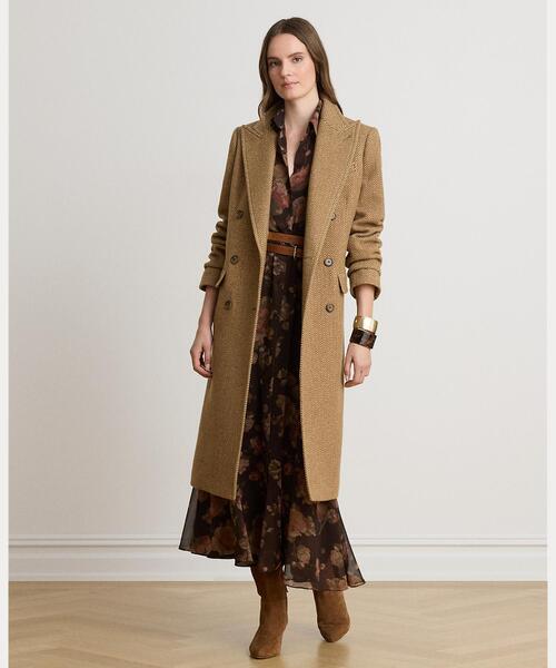 LAUREN RALPH LAUREN ヘリンボーン柄 ダブルブレスト コート LAUREN RALPH LAUREN（ローレン ラルフローレン） コート チェスター