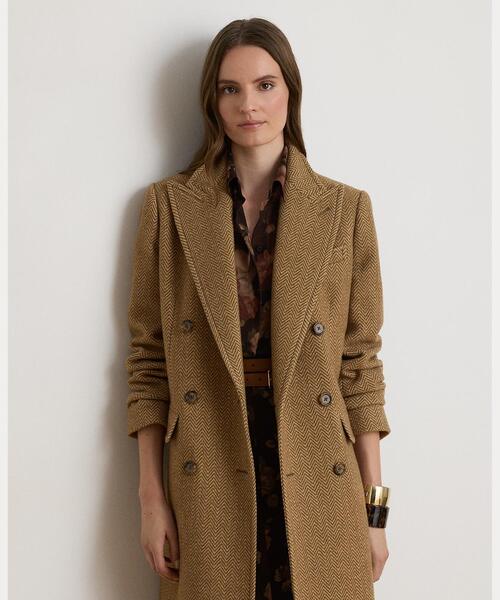 LAUREN RALPH LAUREN ヘリンボーン柄 ダブルブレスト コート LAUREN RALPH LAUREN（ローレン ラルフローレン） コート チェスター