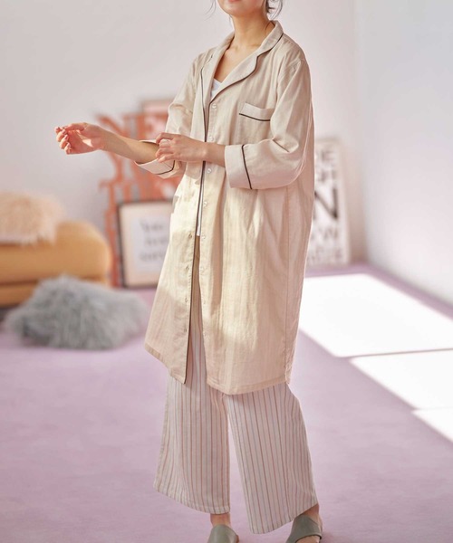 ルームウェア パジャマ 着こなし自在 テーラーシャツパジャマ３点セット サッと着るだけでこなれた雰囲気 宅配便もokなラウンジウェア Zozotown Paypayモール店 通販 Paypayモール