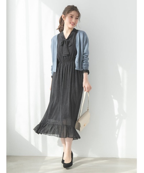 【MARNI】 (M) 無地 フリル 五分袖 シャツ ワンピース ボウタイ mimigrant ワンピース ケイト ロング丈シャツワンピース 無地