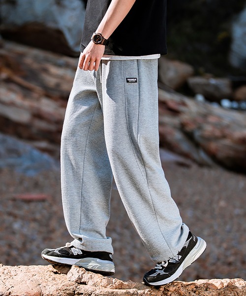 スウェットパンツ ジャージ HOOK- アメカジワッフル生地無地裾絞り