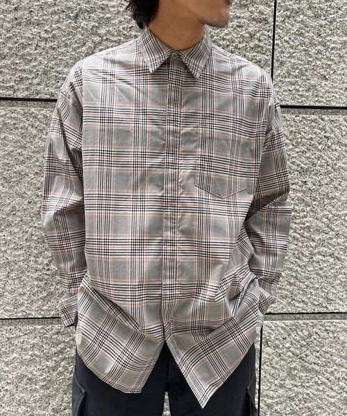 ブラウス シャツ MIDIUMISOLID Men’s チェックロングシャツ レディース