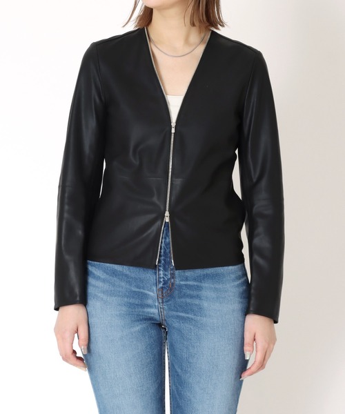 ★新品・未使用★Rawtus ノーカラー　レザージャケット　ライダース　38 Rawtus（ロゥタス） ジャケット ノーカラージャケット RAWTUS / V-NECK