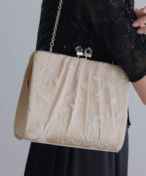 3F ハンドバッグのナカガワ ヴィンテージ パーティーバッグ 刺繍 ビジュー 900014 epic day エピックデイスパンコール＆ビーズがま口ハンドバッグ