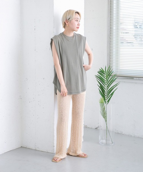 KBF（ケービーエフ） パンツ 透かし編みニットパンツ レディース