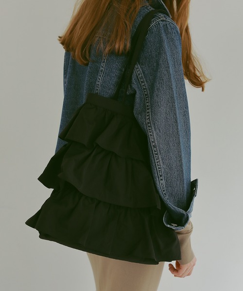 brun新品未使用⭐かご風ダブルフリルトート A4対応】ダブルフリルトートバッグ（トートバッグ）｜RANDA