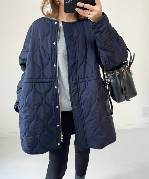 【新品未使用】エマテイラー　キルティングロングコート エマテイラー 未使用 38 美シルエット3wayキルティングフードコートの