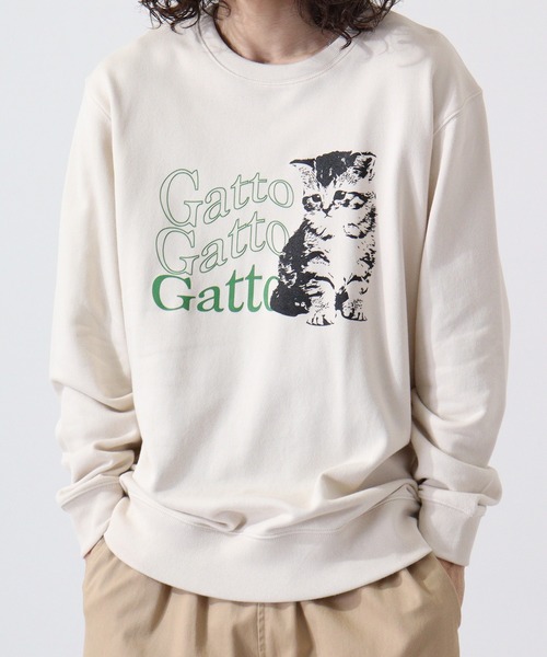 spiritoso（スピリトーゾ） トレーナー スウェット 猫プリント裏毛