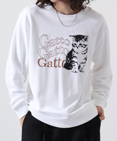 spiritoso（スピリトーゾ） トレーナー スウェット 猫プリント裏毛