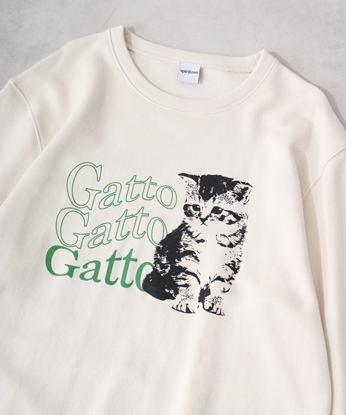spiritoso（スピリトーゾ） トレーナー スウェット 猫プリント裏毛