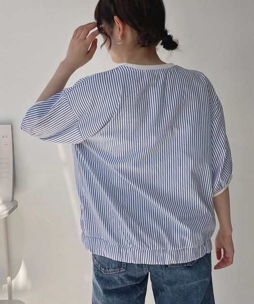 DRAWER 異素材切り替え パフスリーブ 半袖カットソー 異素材切替パフスリーブ半袖Tシャツ 通販【ニッセン】