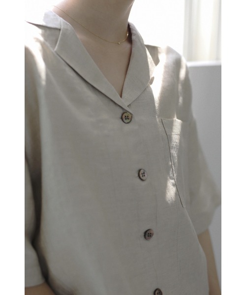 「LA PEAU DE GEM」 半袖シャツ S ベージュ レディース_画像4