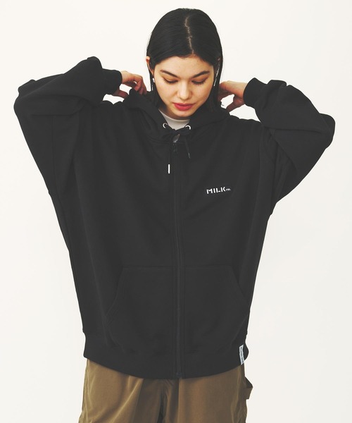 MILKFED. パーカー BAR LOGO ZIP UP HOODIE レディース メンズ