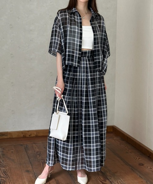 Per sist ence（パーシエンス） ブラウス シャツ シアーチェック