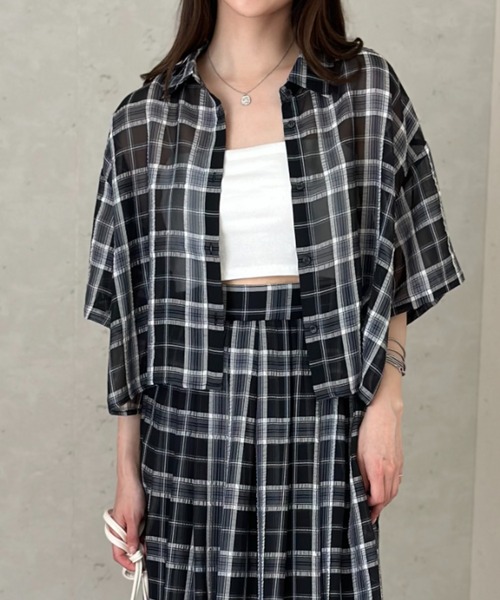 Per sist ence（パーシエンス） ブラウス シャツ シアーチェック