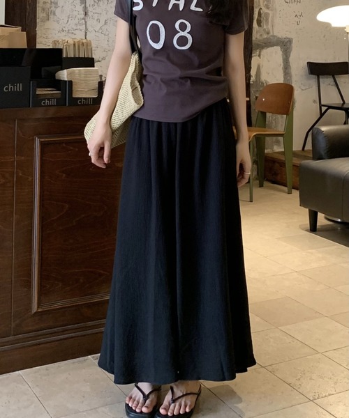 美品　y'sレディースパンツスカート 高密度コットン・スカート風ワイドパンツ/40代50代からの