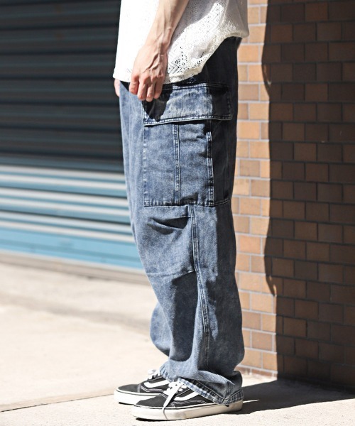 BOTTEGA VENETA★ウォッシュデニムカーゴパンツ★送関込 LUXSTYLE カーゴパンツ ケミカルウォッシュデニムカーゴパンツ