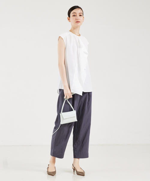 qualite（カリテ） ブラウス シャツ 夏 フロントラッフルノースリーブ