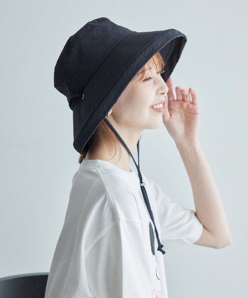 JUN&ROPE  ハット サファリハット JUN&ROPE' 帽子 ハット 「撥水」ロゴ入りツバ広ハット