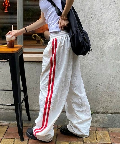 MEMECLE（メメクル） パンツ 「 」ナイロン サイドラインパンツ