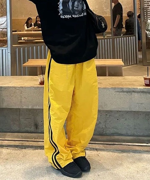 MEMECLE（メメクル） パンツ 「 」ナイロン サイドラインパンツ