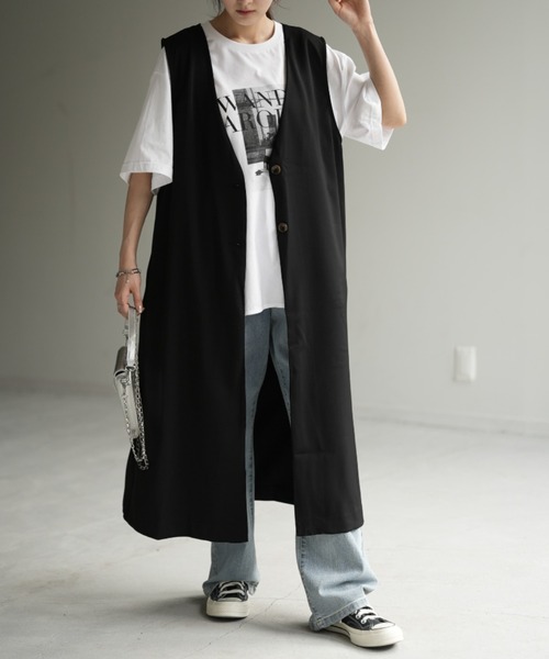 HUG.U（ハグユー） ベスト ジレ 着痩せロングベスト レディース