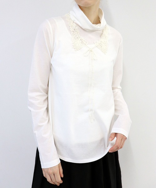 tシャツ 美しい綿の服「付け襟カットソー」 レディース haupia tシャツ 美しい綿の服「付け襟カットソー」 レディース