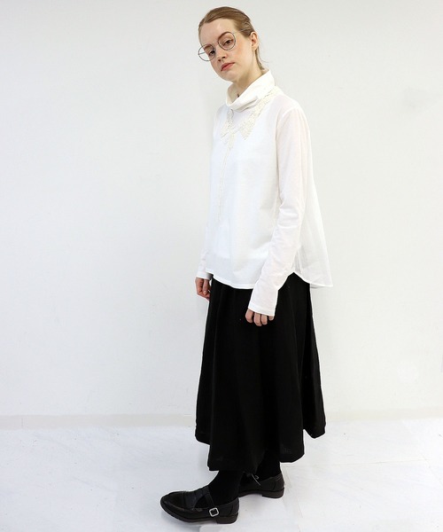 tシャツ 美しい綿の服「付け襟カットソー」 レディース haupia tシャツ 美しい綿の服「付け襟カットソー」 レディース