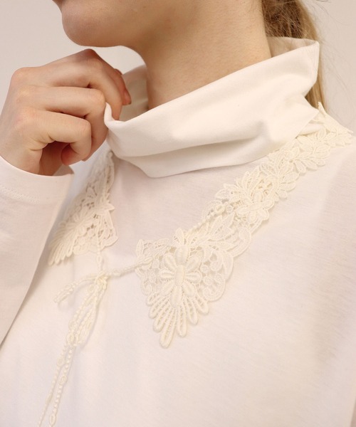 haupia tシャツ 美しい綿の服「付け襟カットソー」 レディース