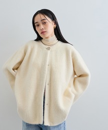 新品 Belle Visono サガミンク ネイビー ファーコート ボタン付き セール】 ウールライクくるみボタンファー襟コート(100~160cm